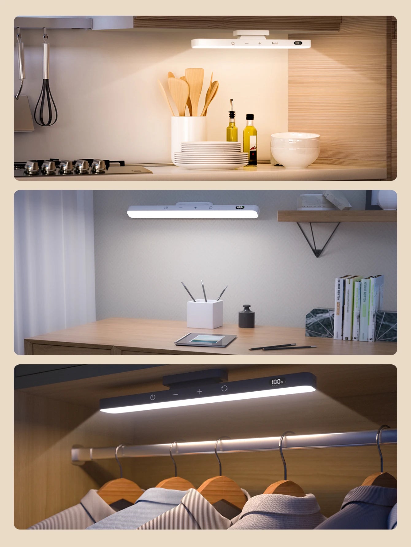 WILLED 5W Dimmable Mirror Lights 3 Colors Adjustable Makeup Light with 120 LED 2500mAh Rechargeable Under Cabinet Led Lights