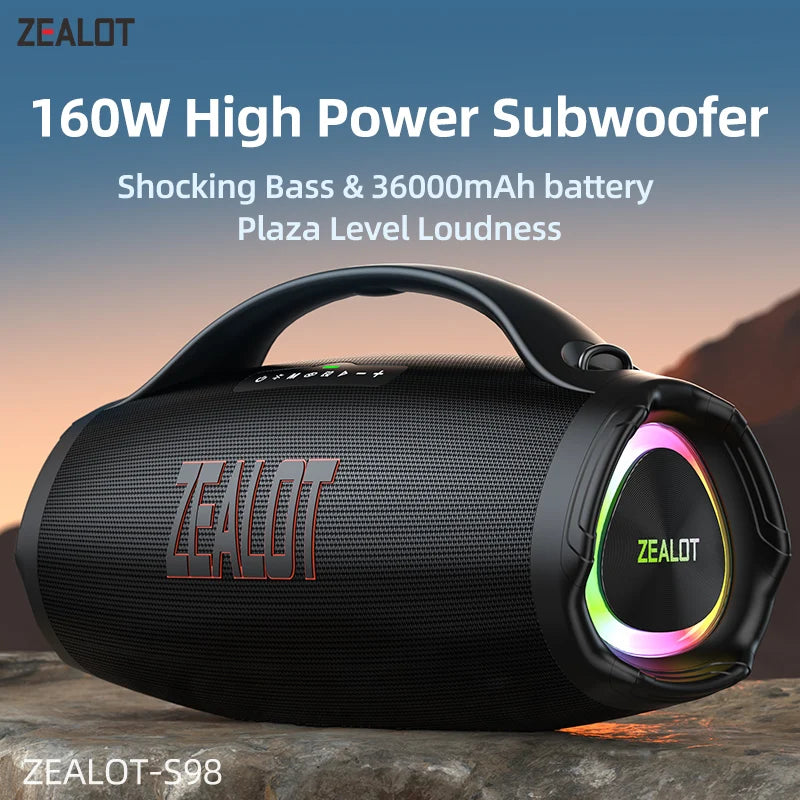 Zealot S98 Portable Bluetooth Speaker 160W Waterproof TWS Subwoofer