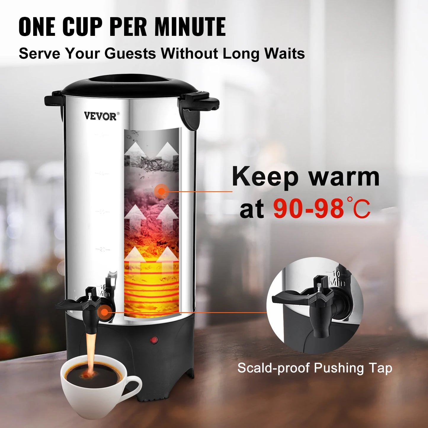 Commercial Coffee Urn Stainless Steel 1000W Electric