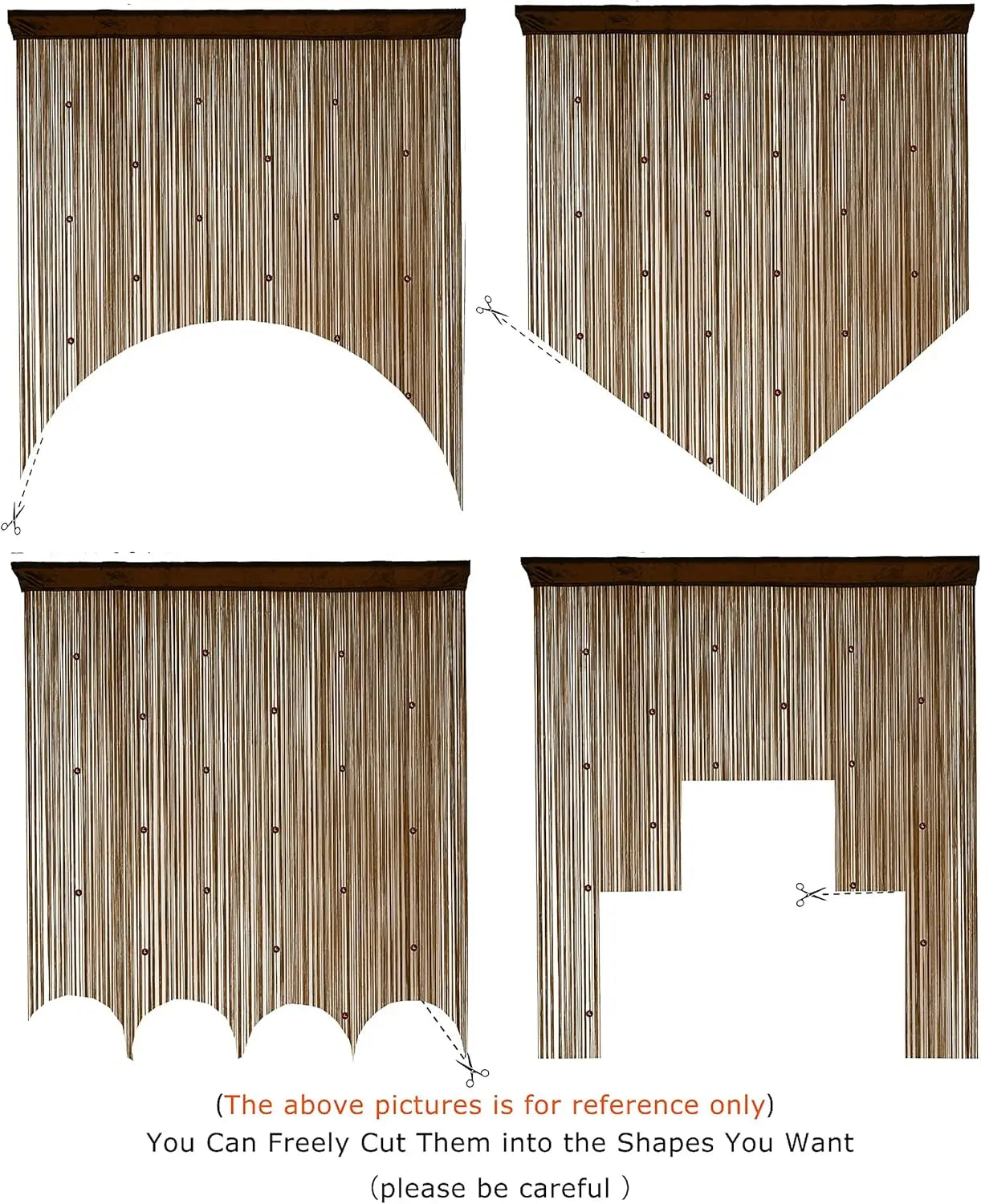 Beaded Curtain Door String Curtains for Doorway Tassels Hanging Fringe Room Divider Hallway Privacy Decor, Coffee 39x79in