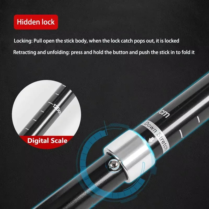 2PCS Ultralight Foldable Trekking Poles Telescopic Nordic Hiking Walking Sticks Portable Outdoor Camping Trail Running Canes