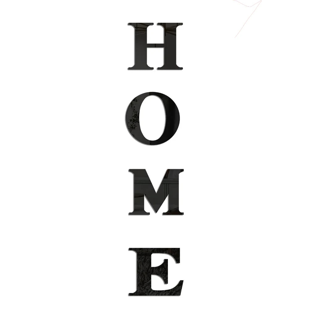 Large 3D Home Mirror Wall Stickers DIY Removable English Letters Family Acrylic Self-adhesive Mirror Wall Decals for Home Decor