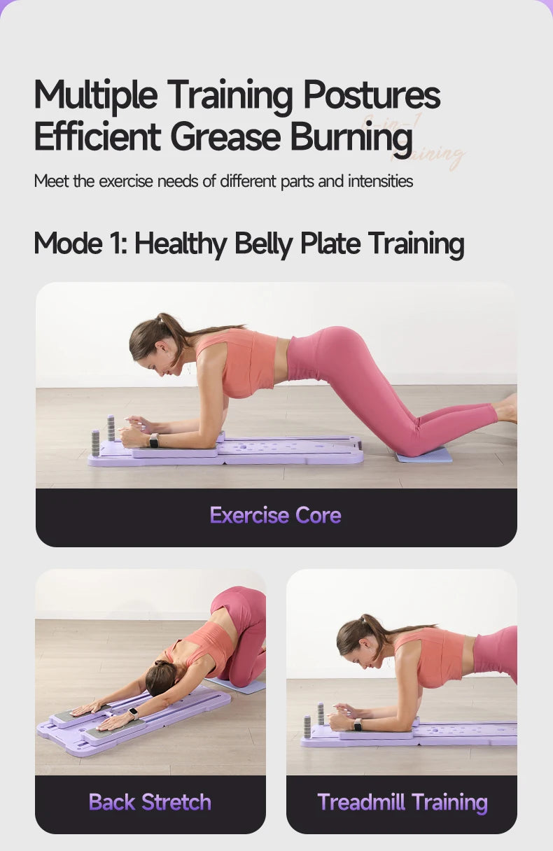 At Home Multifunctional Foldable 4-in-1 Ab Exercise Board Pilates Reformer for Abdominal and Core Strength Training Home Gym