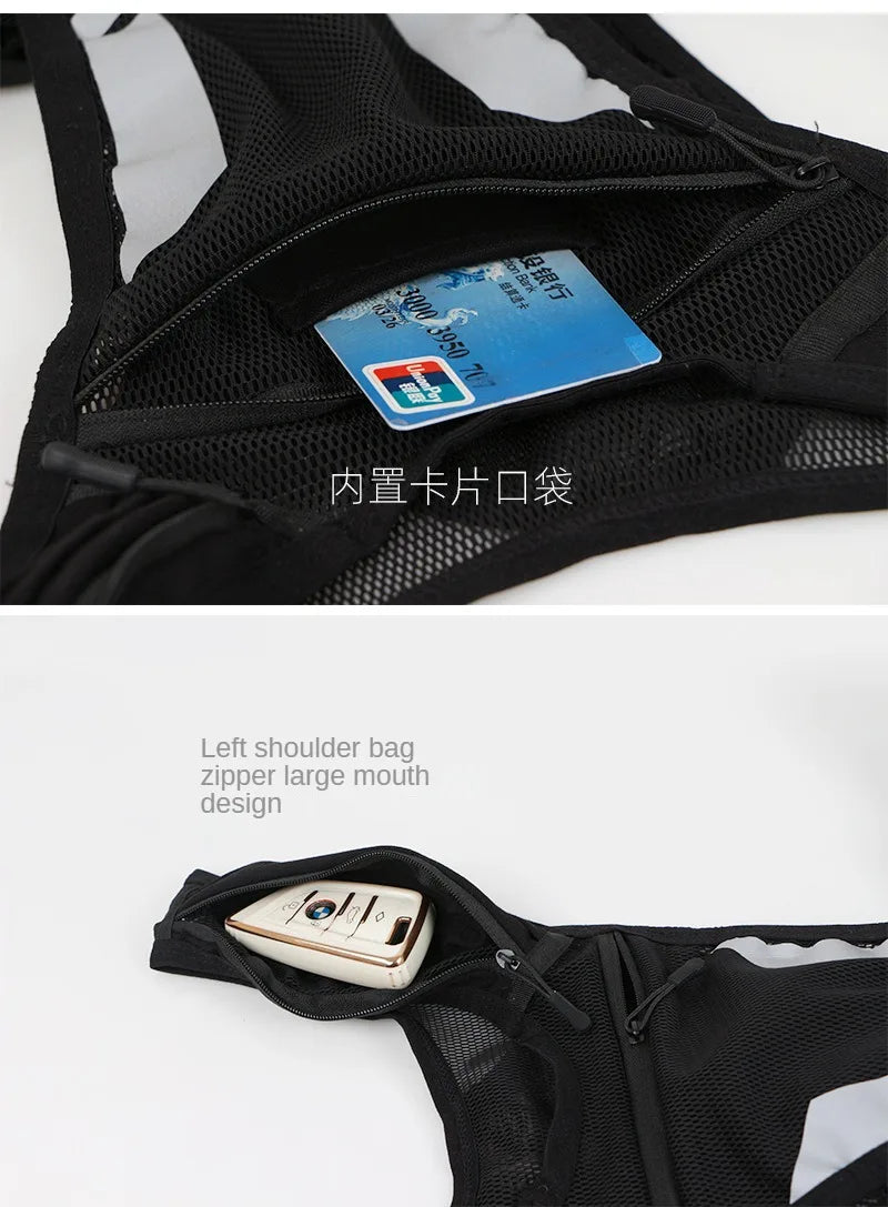 Reflective Running Backpack Lightweight Sports Running Cycling Vest Mobile Phone Cards Bag Men and Women Jogging Fitness Vest