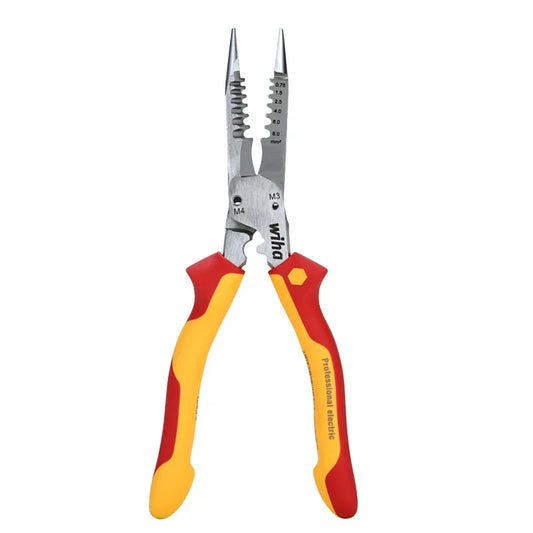 Wiha 6-in-1 Multifunctional Insulated Wire Strippers Industrial Electrician 1000V VDE Pointed Crimping and Cutting Pliers