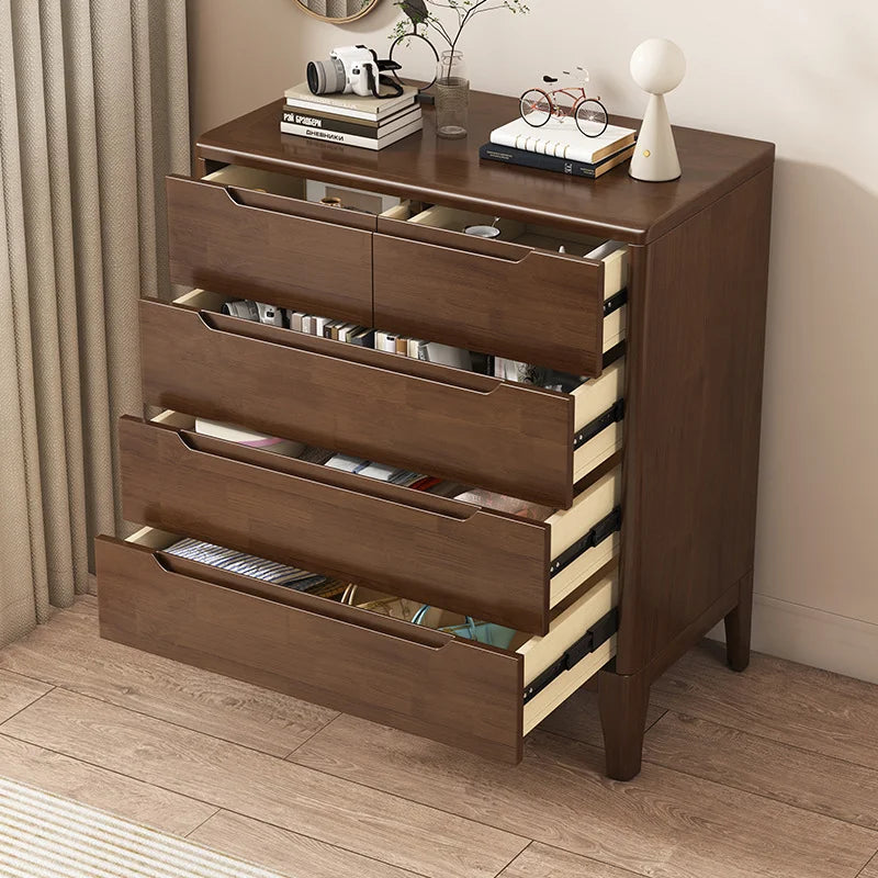 Wooden Chest of Drawers 5-Drawer & 6-Drawer Dresser Cabinet Bedroom Clothes Storage Organizer No Assembly Living Room Furniture