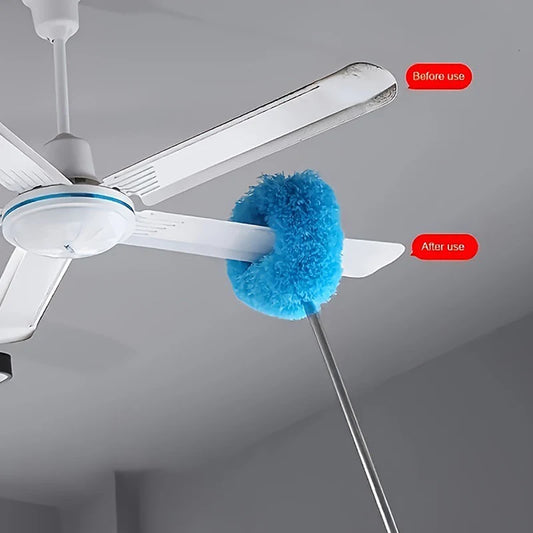 Microfiber Ceiling Fan Duster Extends Up To 80cm Long Handled Dust Locking Reusable Cleaner Brush For Home Effortless Cleaning.