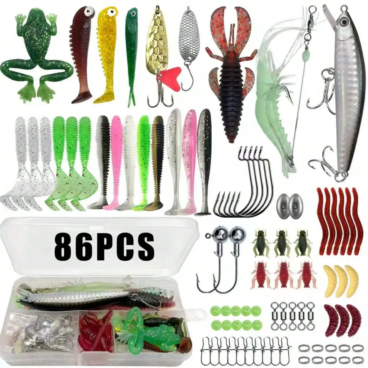 366/149/136/88/86pcs Trout/Perch/Bass Multi-Bait Fishing Tackle Set, Multi-Layer Fishing Gear Professional Equipment Tackle Box, Suitable For All Water Layers, Can Be Used In Freshwater And Saltwater.