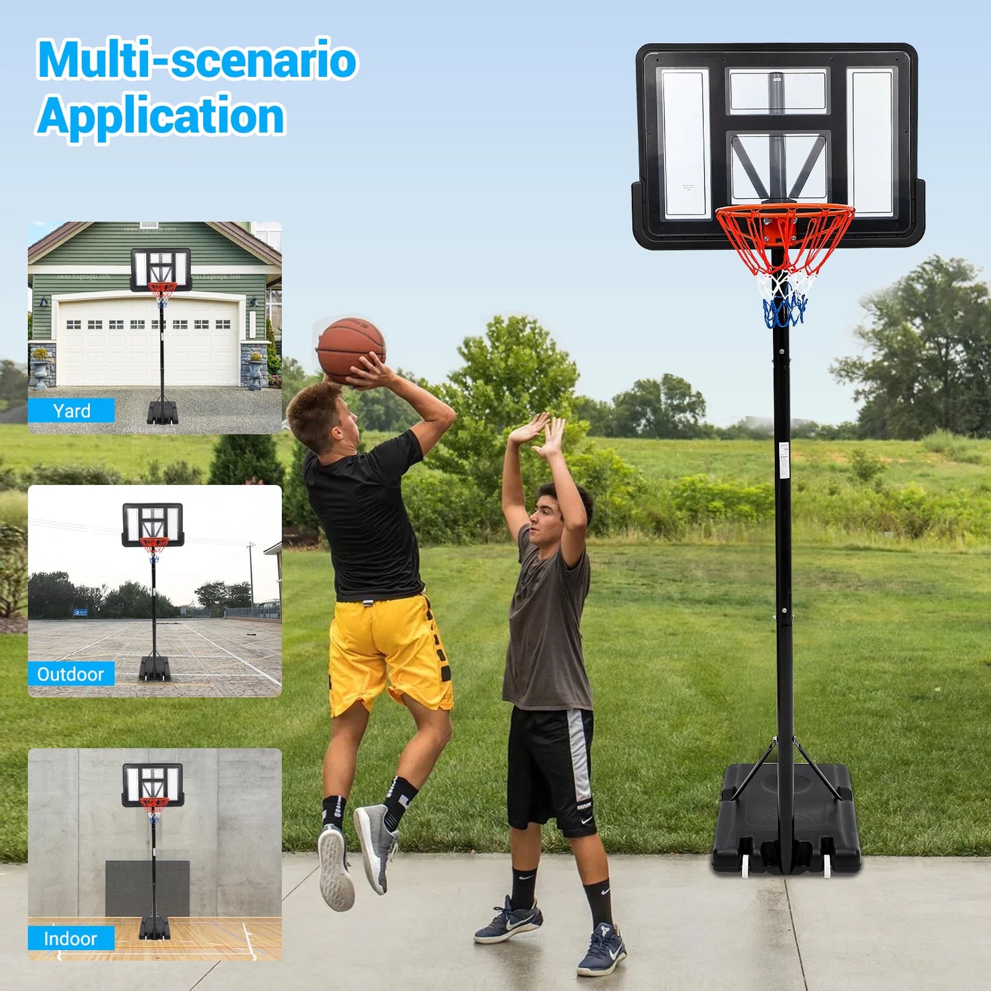 Portable Adjustable Outdoor Basketball Hoop With Durable Steel Frame