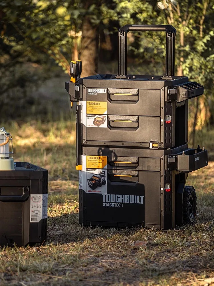 New Design TOUGHBUILT All-in-One Tool Box, Waterproof Stackable Rolling Storage Case for Electrician, Camping, Vehicle & Repair