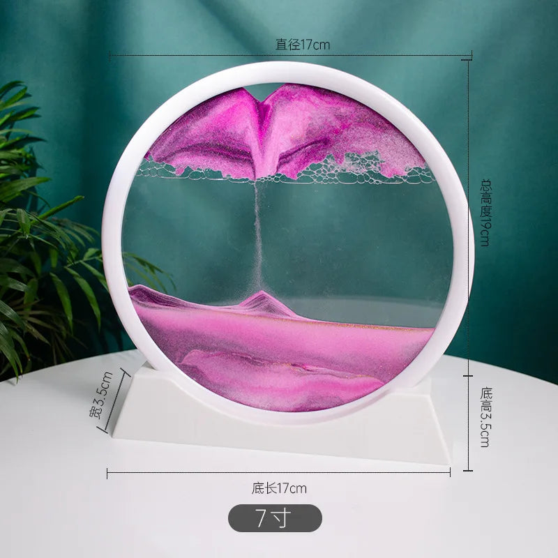 7/12inch Moving 3D Sand Art Picture Round Glass Hourglass Deep Sea Sandscape In Motion Display Flowing Sand Frame For home Decor