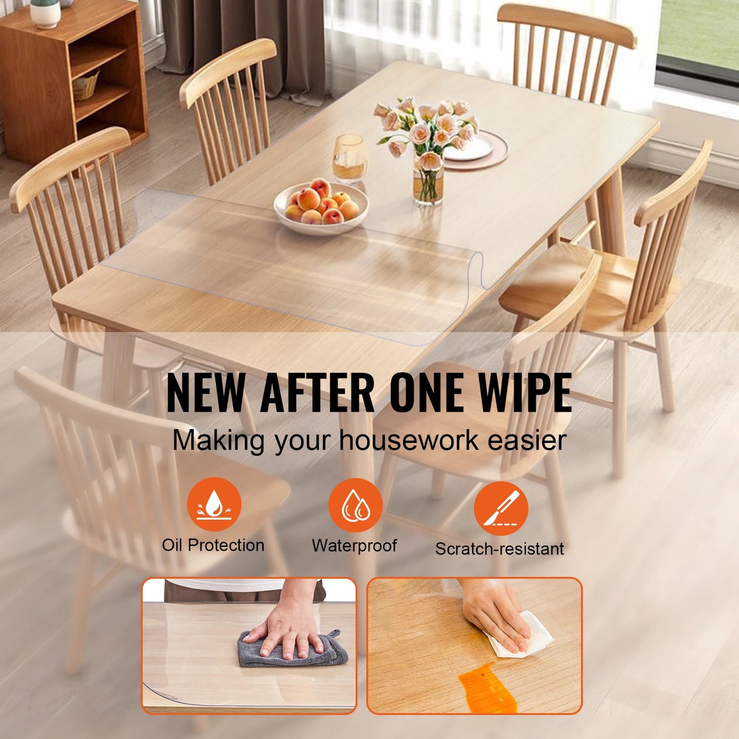 Clear Waterproof Pvc Tablecloth Protective Dining Cover