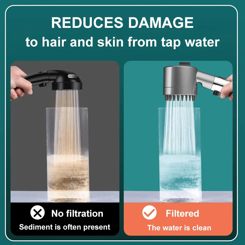 Three Modes High Pressure Shower Head With Portable Filter