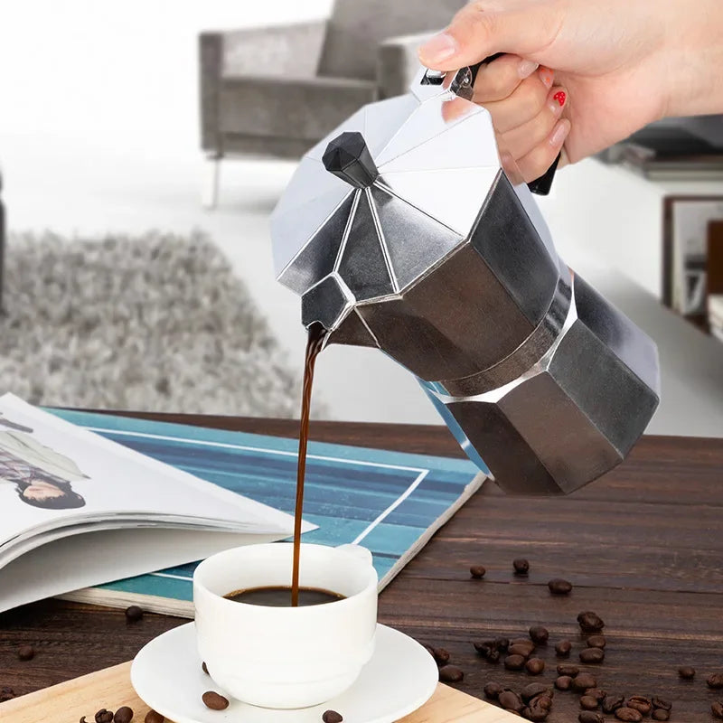 Retro Italian Moka Pot Coffee Maker Stainless Steel Portable