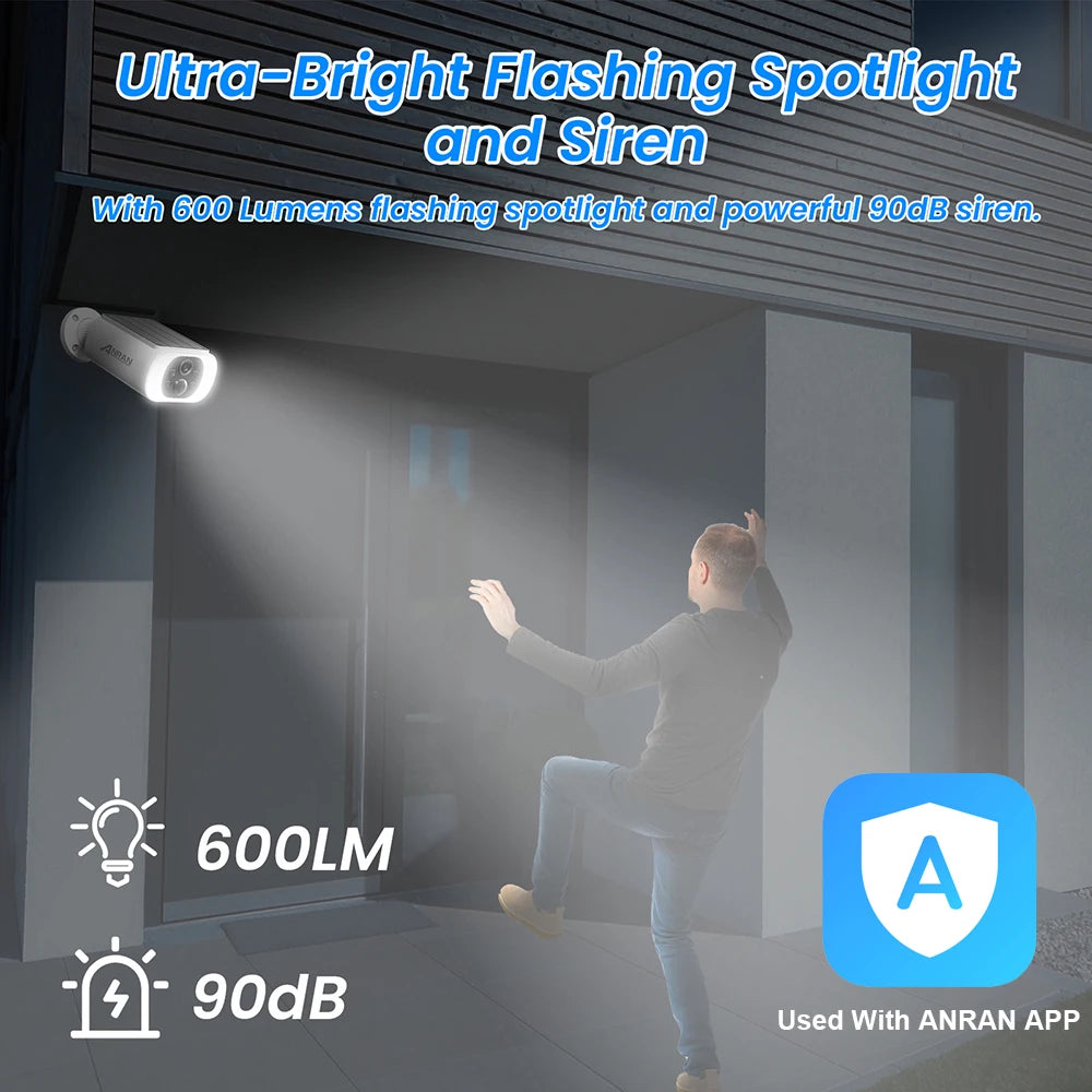 ANRAN Outdoor Wireless Solar Security Camera Floodlight WiFi