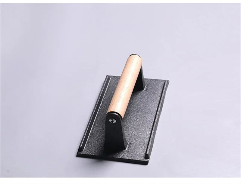 1pc Cast iron Rectangular Meat Press Round Heavy-Duty Steak Burger Press Barbecue Press For Flat Top Grill Hamburger Grinder