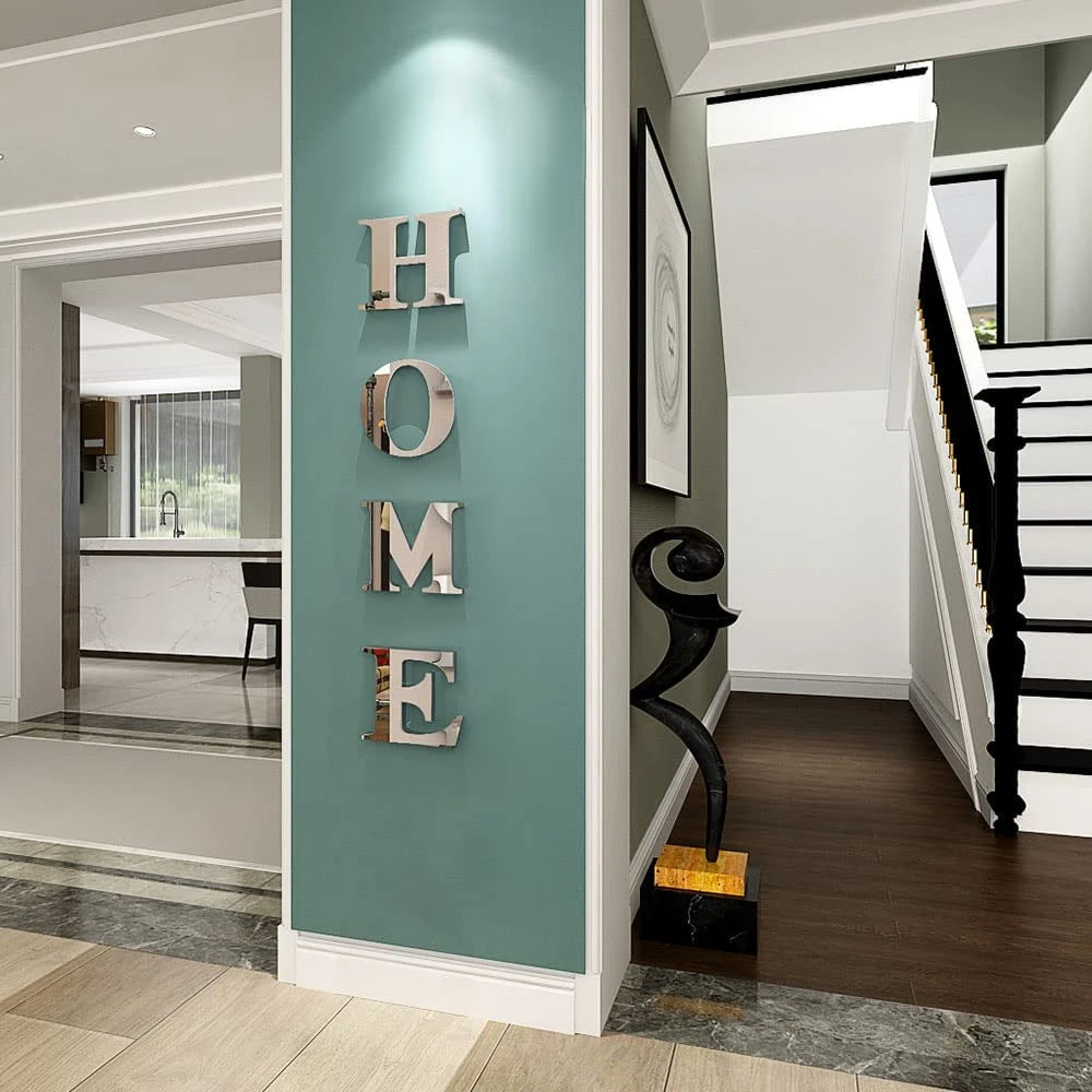 Large 3D Home Mirror Wall Stickers DIY Removable English Letters Family Acrylic Self-adhesive Mirror Wall Decals for Home Decor