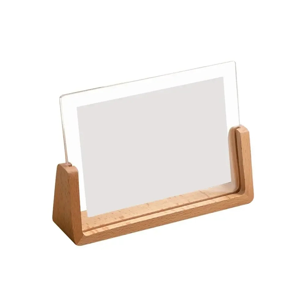 Walnut/Beech Creative Photo Frame Acrylic U Shape Transparent Frame Desktop Wood Wedding Pictures Frame Office Decor
