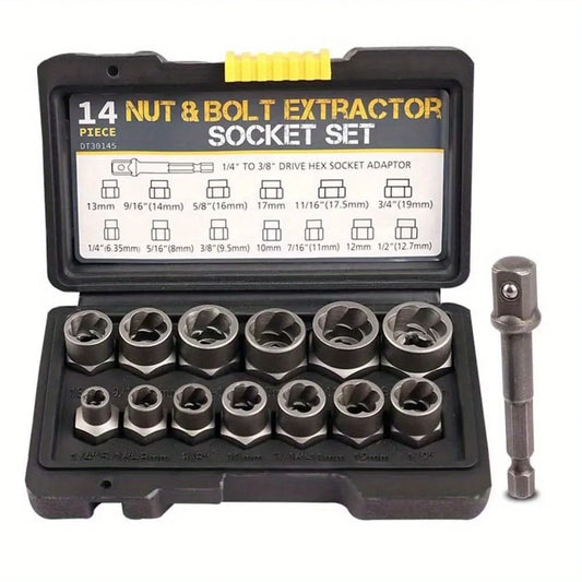14Pcs Lug Nut Remover Kit With Durable Hex Adapter
