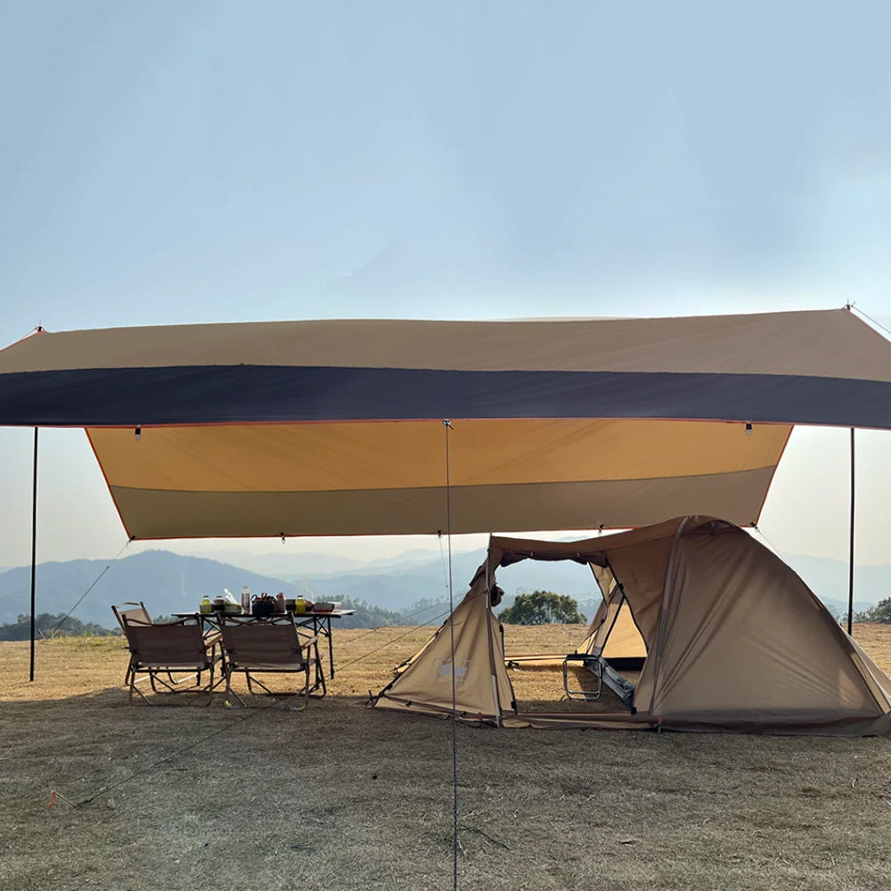 Top Lander Large Camping Waterproof Tarp Oxford 4X6 Outdoor Canopy Sun Shelter Tent Tourist Awning Shade for Multiple People