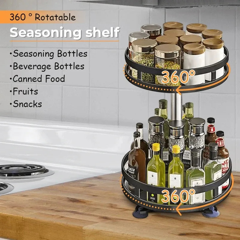 Rotating Spice Rack Organizer for Seasonings and Jars