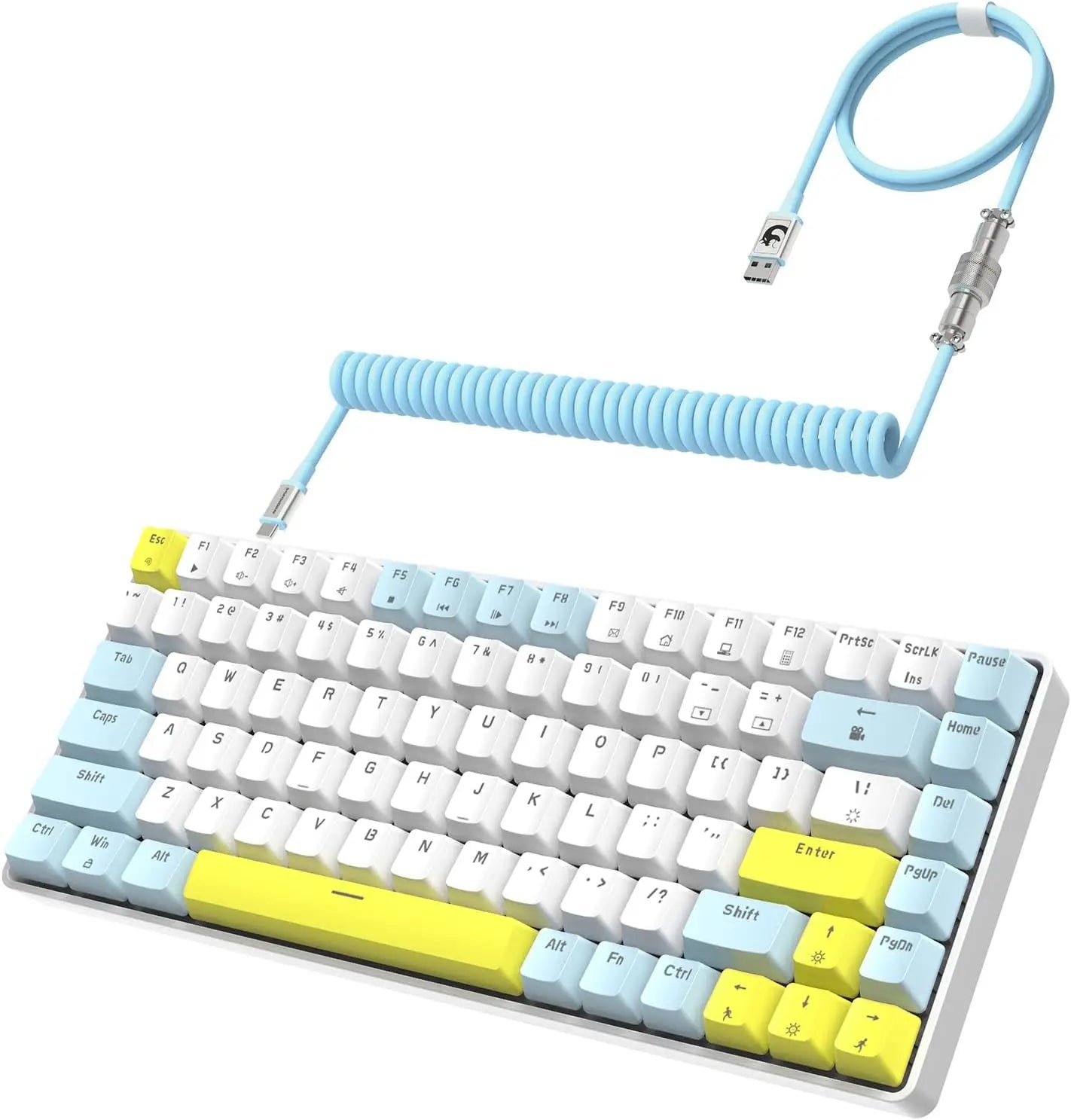 T8 Wired 65% Mechanical Gaming Keyboard with RGB Backlit Anti-ghosting TKL Mini 68 Key, Custom Coiled C to A Cable, Blue Switch