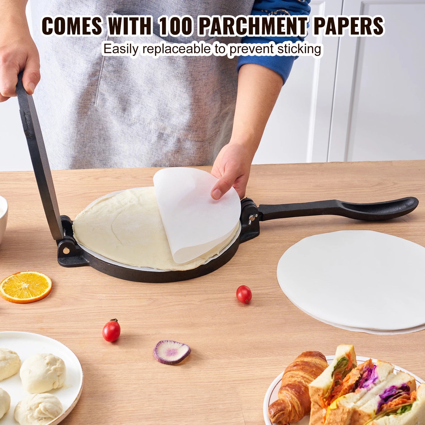 Heavy Duty Cast Iron Tortilla Press for Perfect Dough