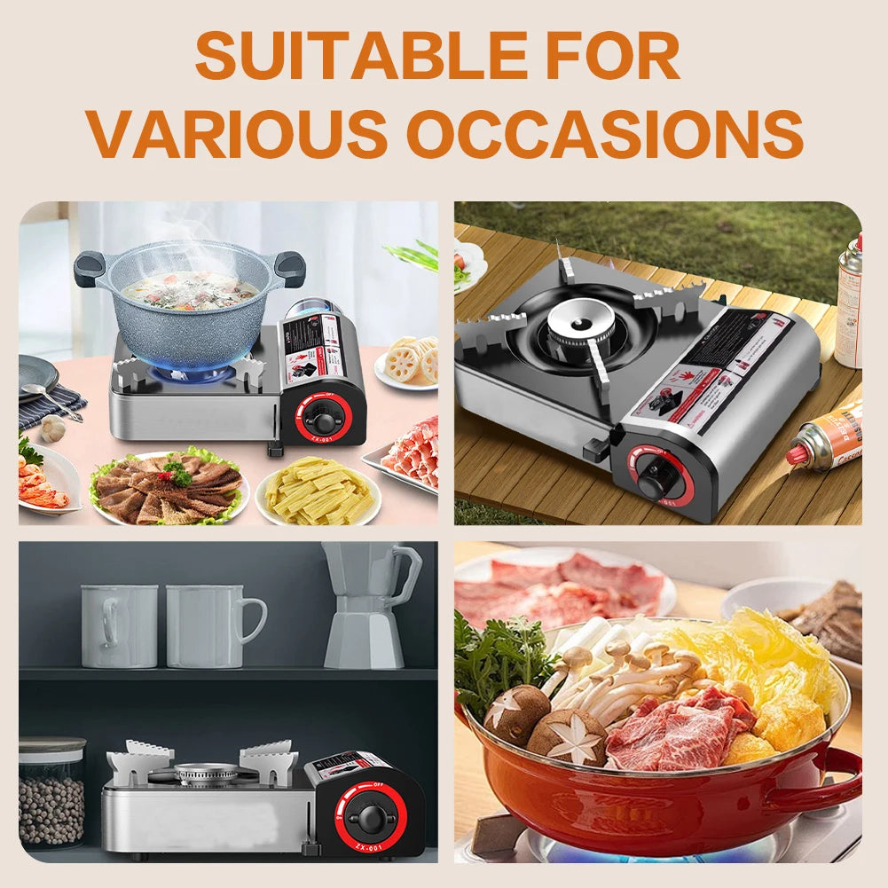Single-Burner Butane Stove Adjustable Cassette Stove Windproof Cassette Furnace for Indoor & Outdoor Cooking
