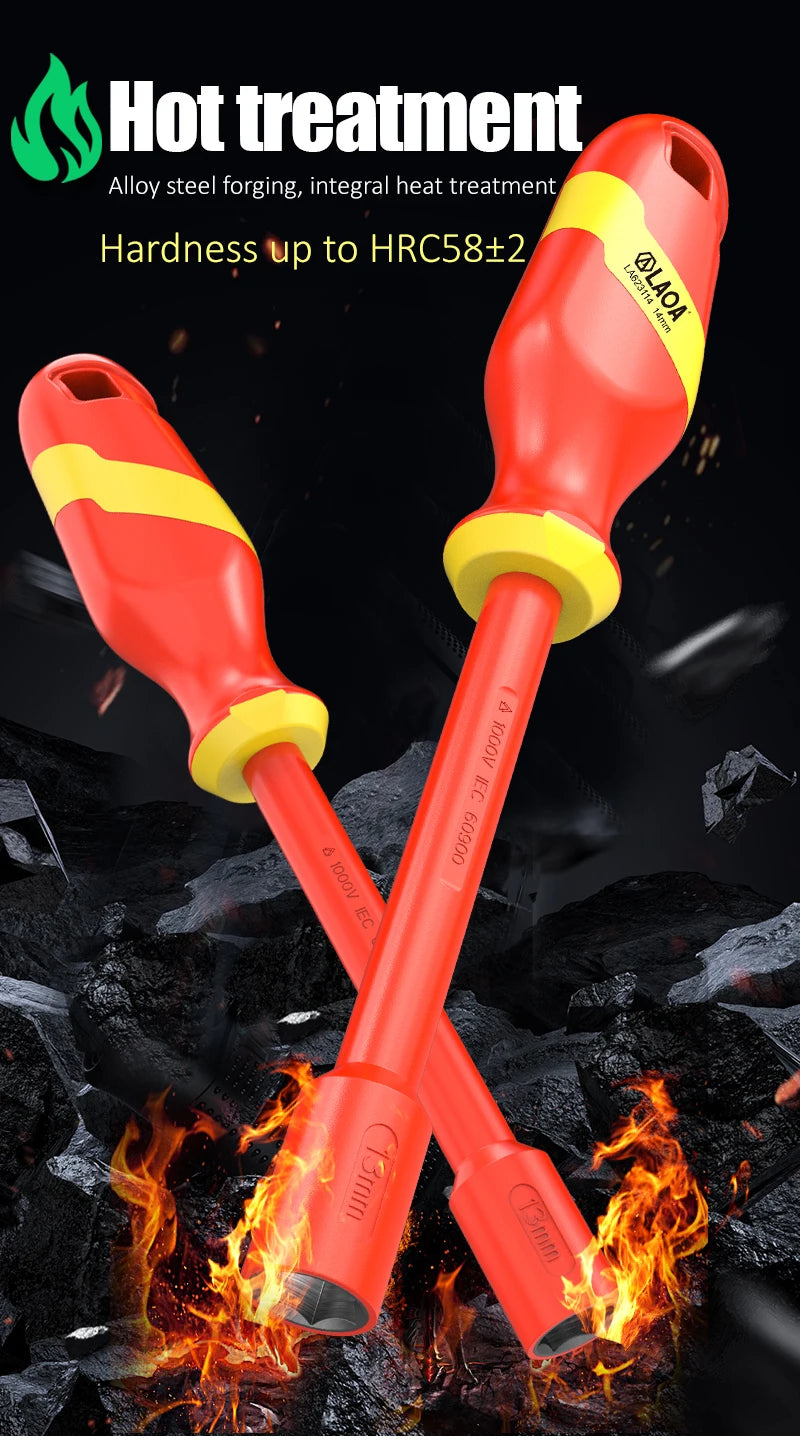 LAOA Insulated Socket Screwdriver Multifunctional Hexagonal Socket Wrench Driver Electrician Specific Withstand 1000V