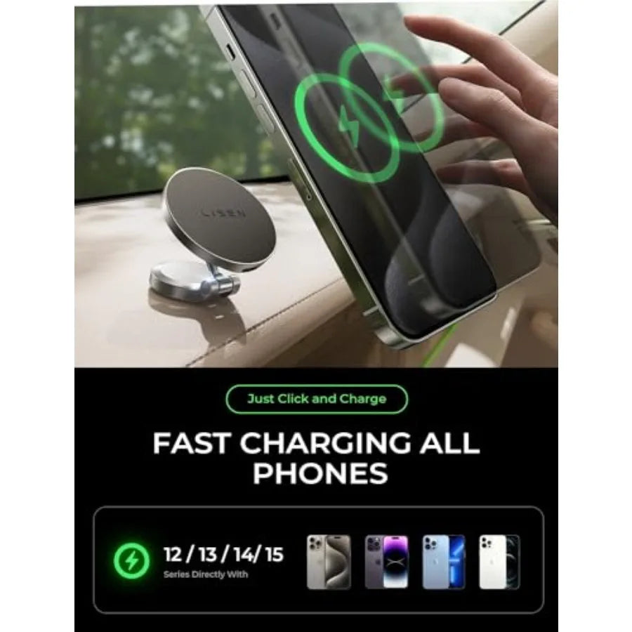 LISEN for Magsafe Car Charger Dashboard 360 Rotatable Mag Safe Charger Car Mount iPhone 16 Pro Max Ultra Magnetic Wireless Car