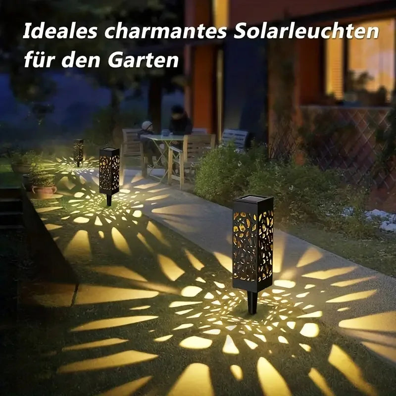 Solar Powered LED Garden Stake Lights Set for Outdoors