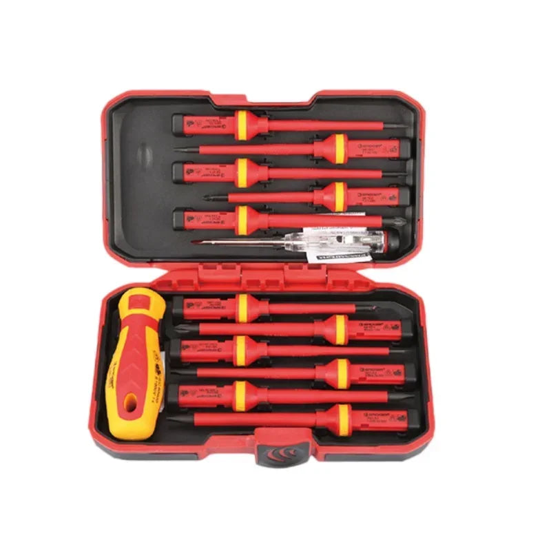 13/15pcs 1000V Electrician Repair Tools Kit Changeable Insulated Screwdrivers Set Magnetic Slotted Bits Repair Tool Electrician