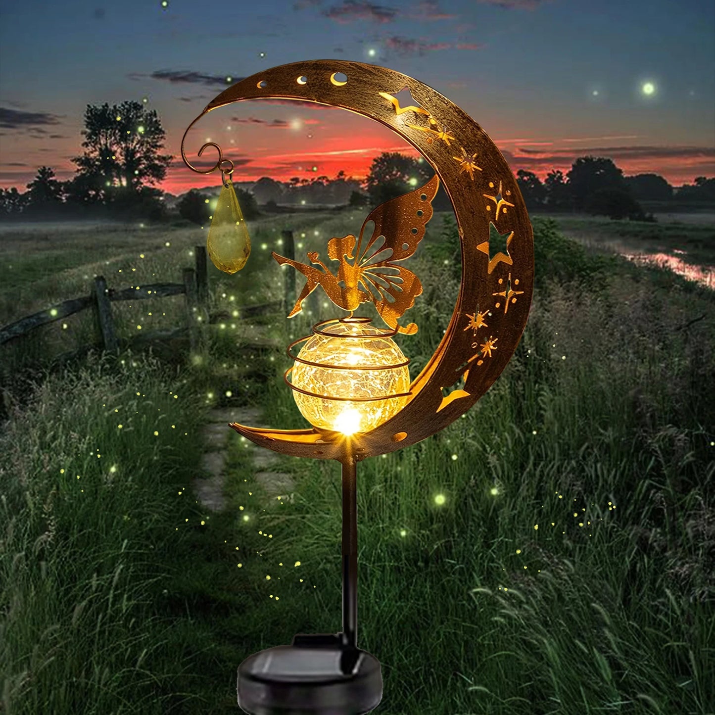 Decorative Solar Cat Moon Shaped Outdoor Garden Lamp