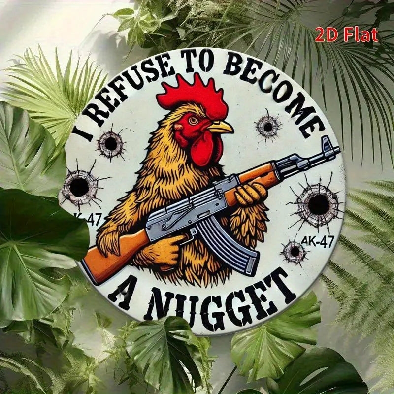 "Chicken Nugget" Metal Sign. 7.8x7.8 inch humorous design for home, office or coffee shop.