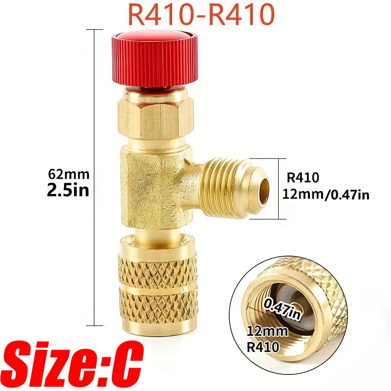 Liquid Safety Valve R410A R22 Air Conditioning Refrigerant 1/4 "Safety Adapter for SAE 1/4" Male Famale Safety Adapter