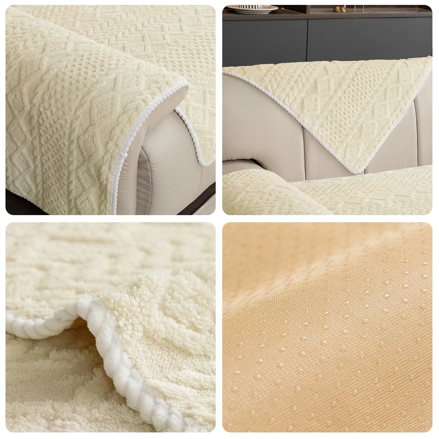 1pc Plush Sofa Slipcover Pet Friendly Couch Covers With Non-Slip Protection for Bedroom Office Living Room Furniture Protector
