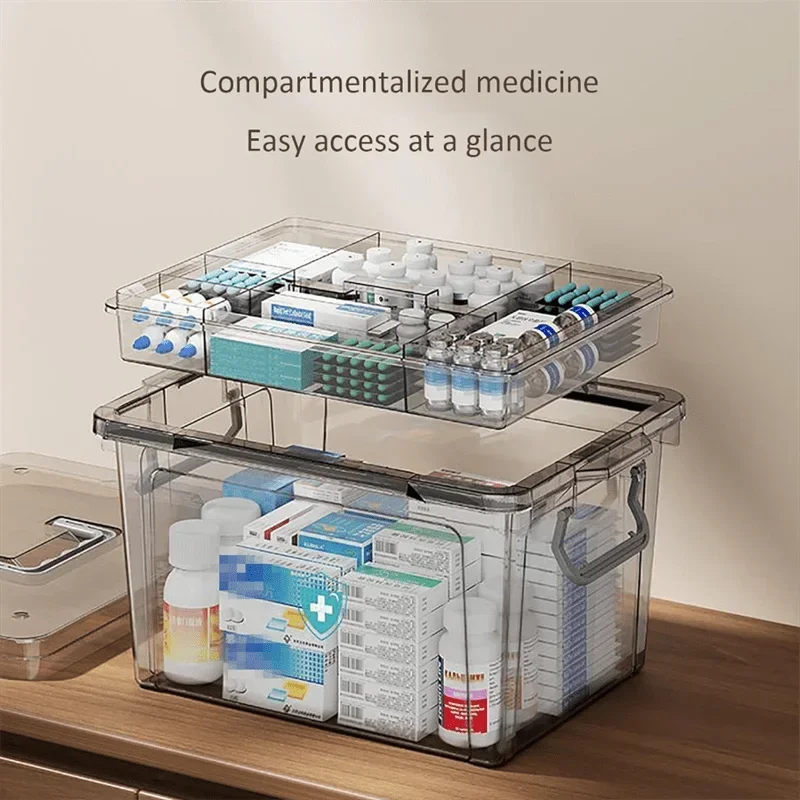 Transparent Pill Organizer With Tray Water Resistant Storage