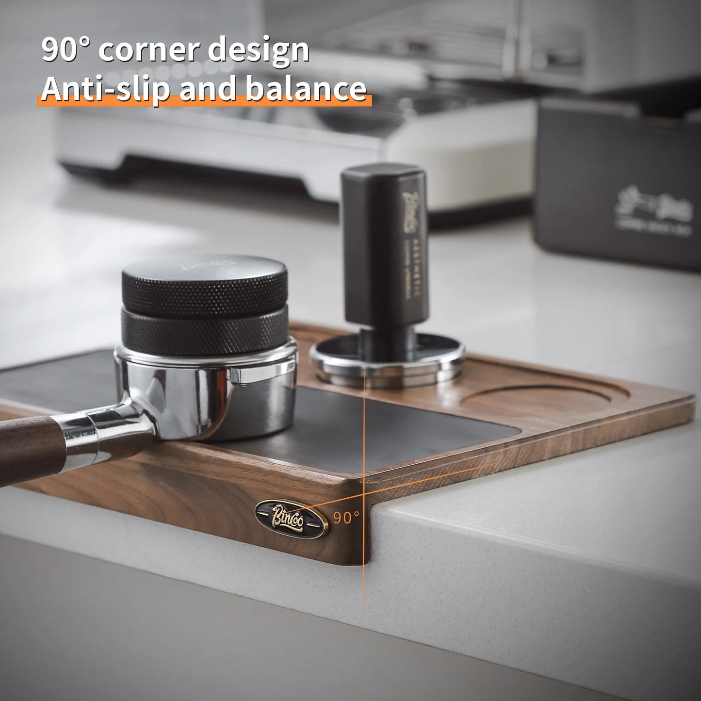 Bincoo Wooden Corner Coffee Tamper Mat for Baristas