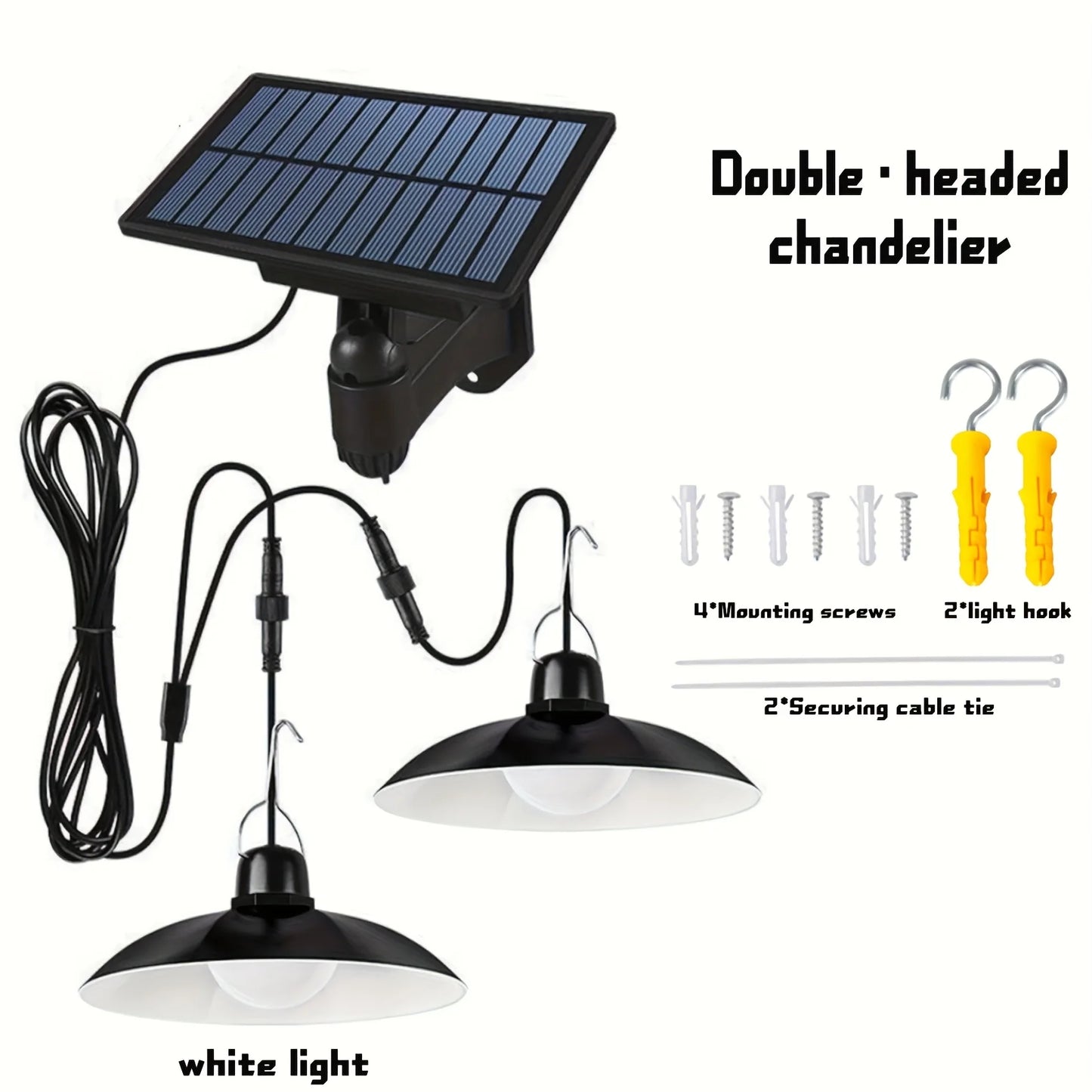 Single /Double Head Solar Shed Light,solar Lights Outdoor,Solar Pendant Lights,IPx4.Auto on in Dark, Off at Day.for Lighting Gazebo,barn,coop,patio,garage,camp, Porch,home,comes with Expansion Iron Hooks and Fixing Cable Ties