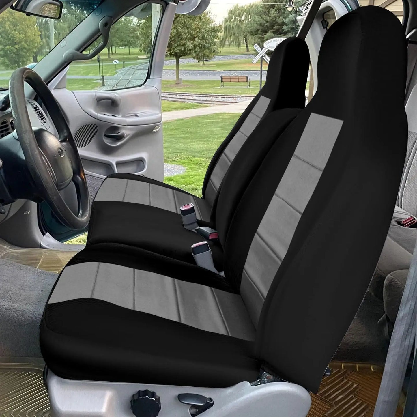 Breathable Air Mesh Seat Covers for Ford F-150 1997-2000, 40/60 Split Bench Opening Console, Soft Foam Lining Composite Fabric
