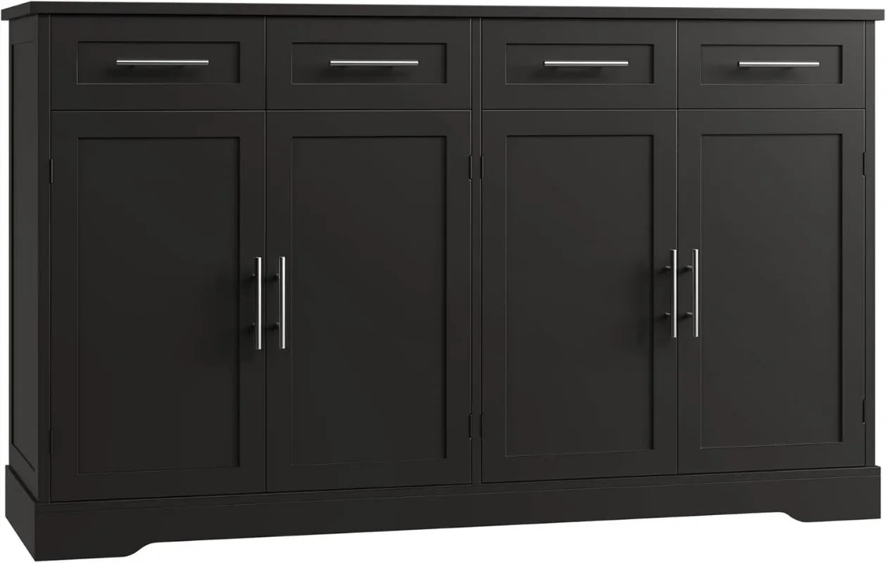 HOSTACK 60" Large Buffet Sideboard with Storage, 36" Tall Kitchen Buffet Storage Cabinet with 4 Drawers, Modern Coffee Bar