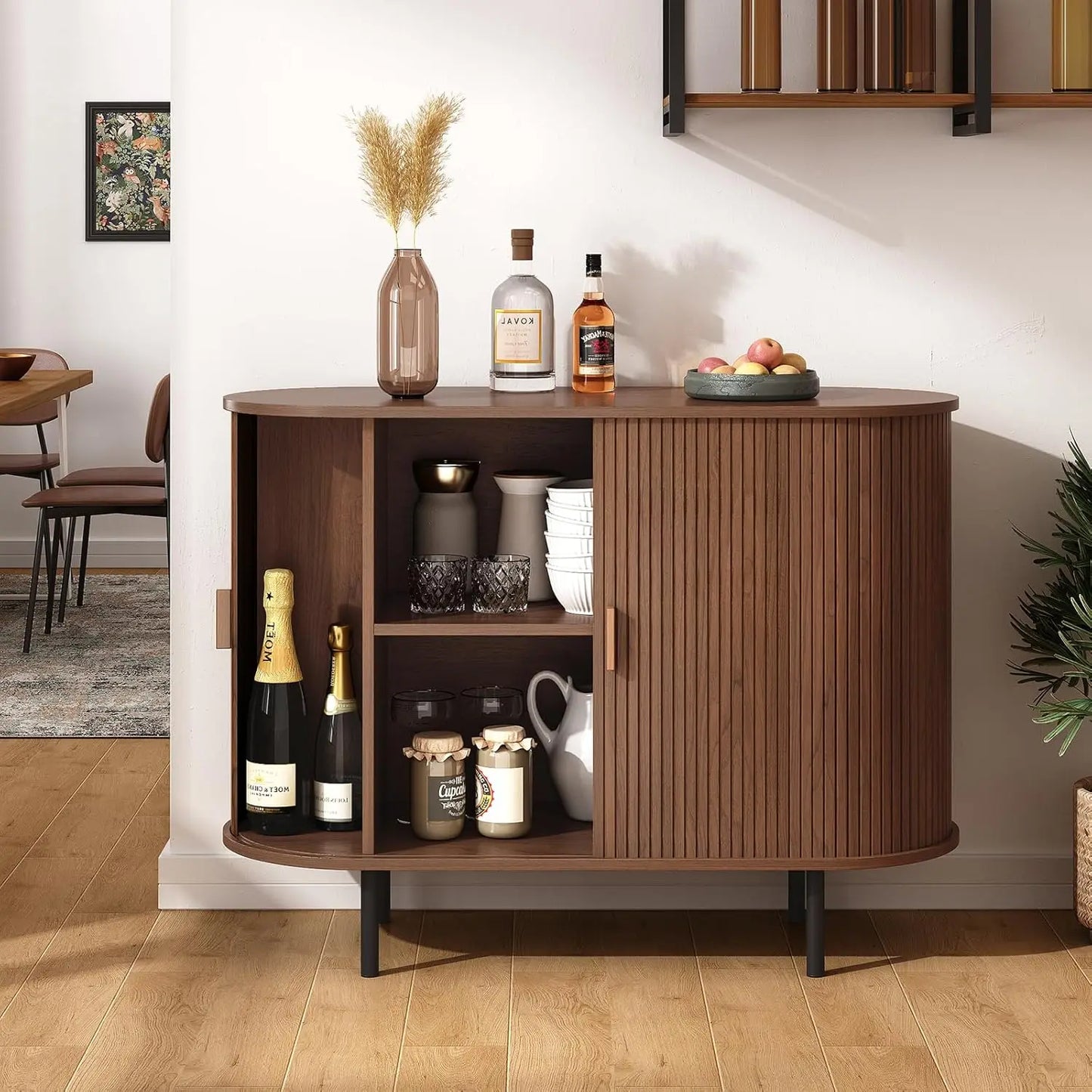 40" Modern Sideboard Buffet Cabinet with Storage - Sliding Door & Adjustable Shelves, Coffee Bar Console for Kitchen/Entryway