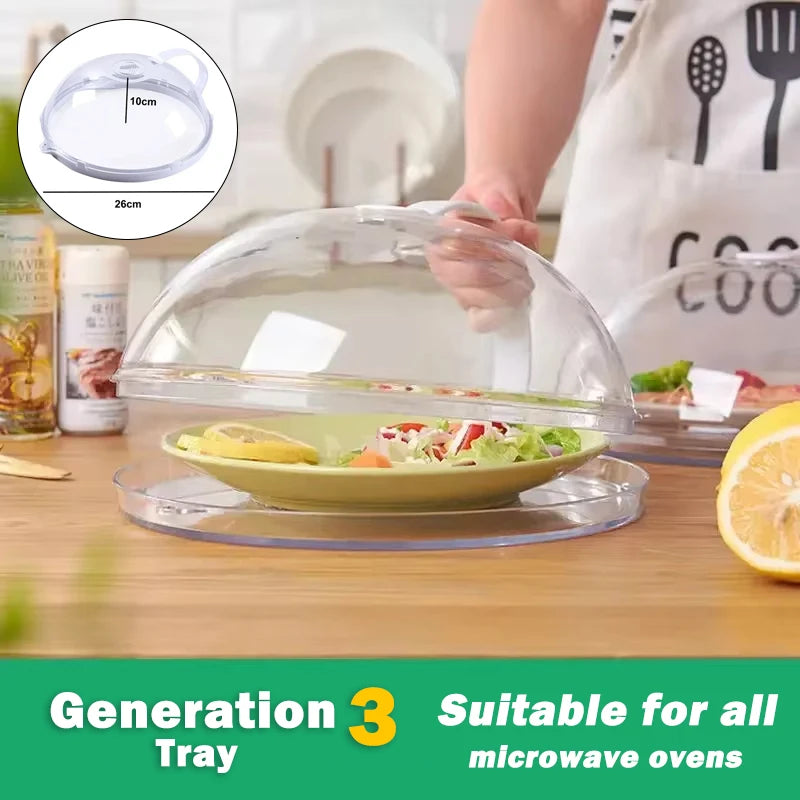 Microwave Food Splash Guard High Temperature Resistant Food Heating Cover with Steam Vent and Handle Transparent Plate Cover