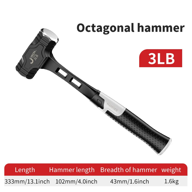 High Carbon Steel Octagonal Hammer Construction Site Professional Bush Hammer Anti-slip Handle Industrial Grade Hand Tools