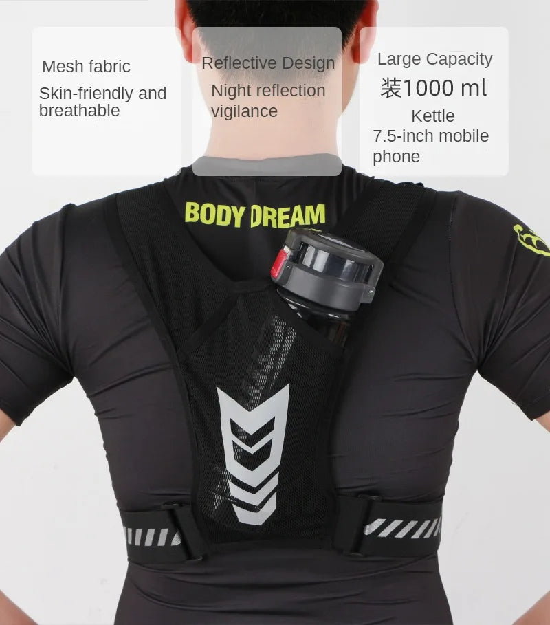 Reflective Running Backpack Lightweight Sports Running Cycling Vest Mobile Phone Cards Bag Men and Women Jogging Fitness Vest