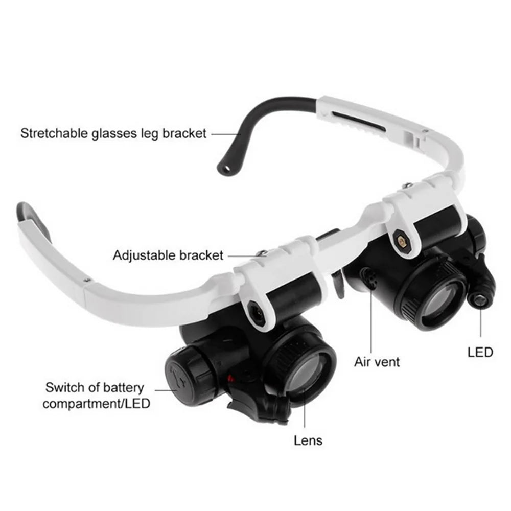 8X 15X 23X Adjustable Dual Polished Crystal Acrylic Lens Jewelry Watch Repair Magnifier Glass Head Eye Loupe Measurement Tools