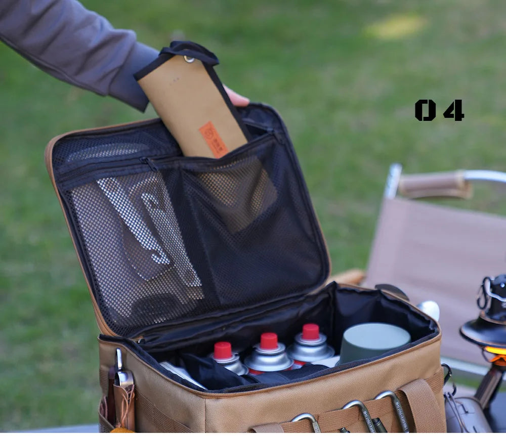 30L/42L/56L Insulated Waterproof Tactical Camping Bag Foldable Outdoor Picnic Tableware Storage Box Large Capacity Field Cookwar