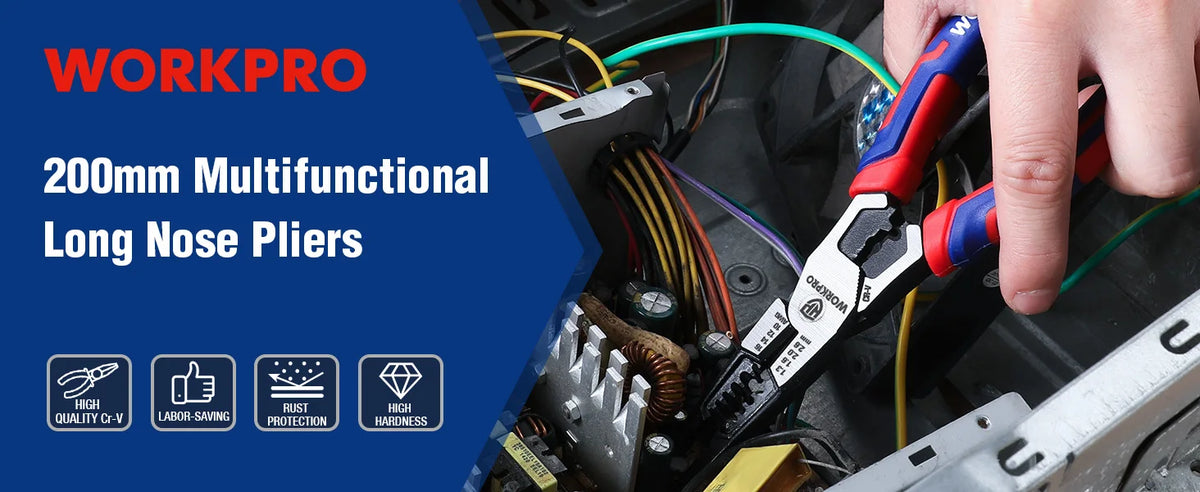 WORKPRO Needle Nose Pliers Hardware Tools Universal Wire Cutters Electrician Multifunctional Universal Diagonal Pliers