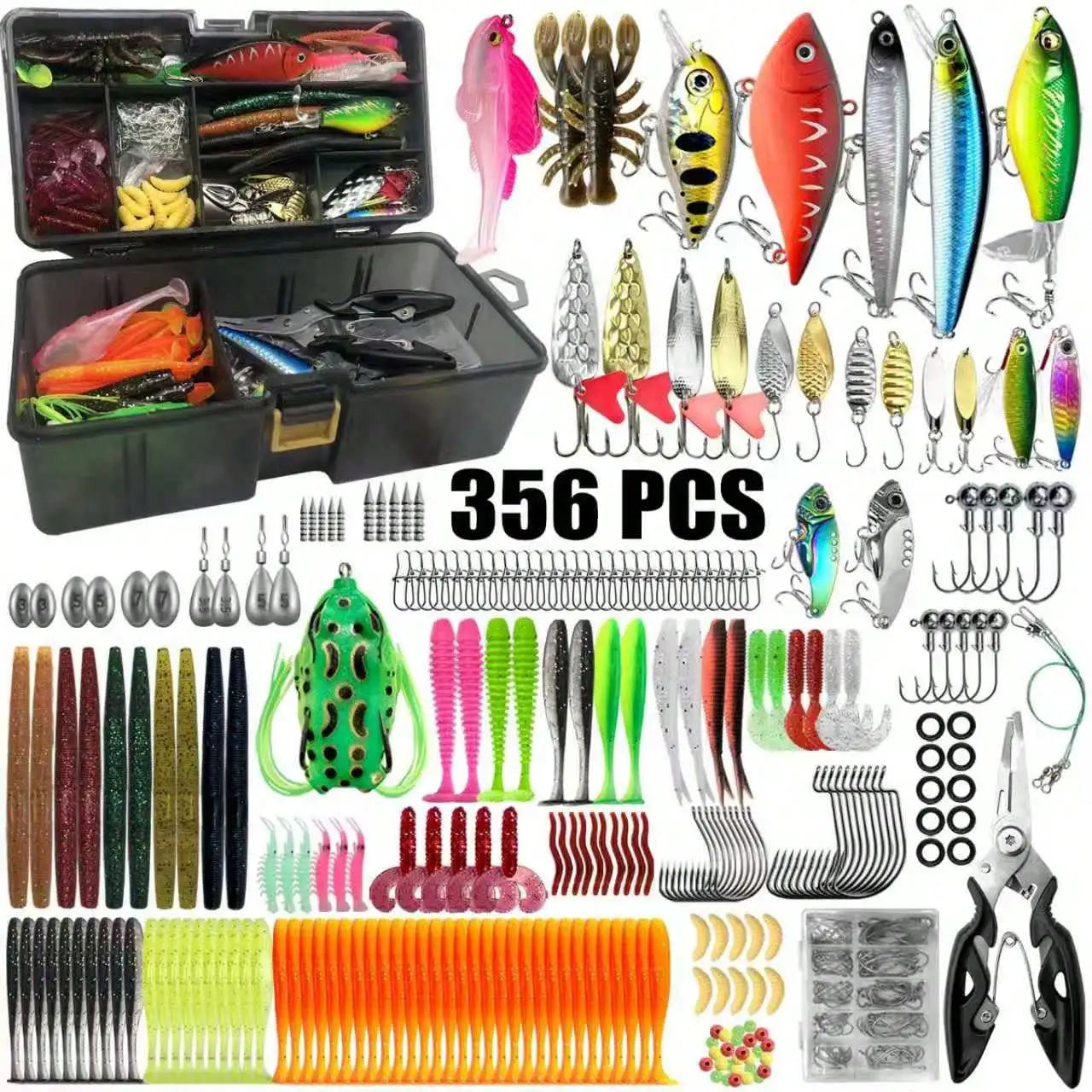 366/149/136/88/86pcs Trout/Perch/Bass Multi-Bait Fishing Tackle Set, Multi-Layer Fishing Gear Professional Equipment Tackle Box, Suitable For All Water Layers, Can Be Used In Freshwater And Saltwater.