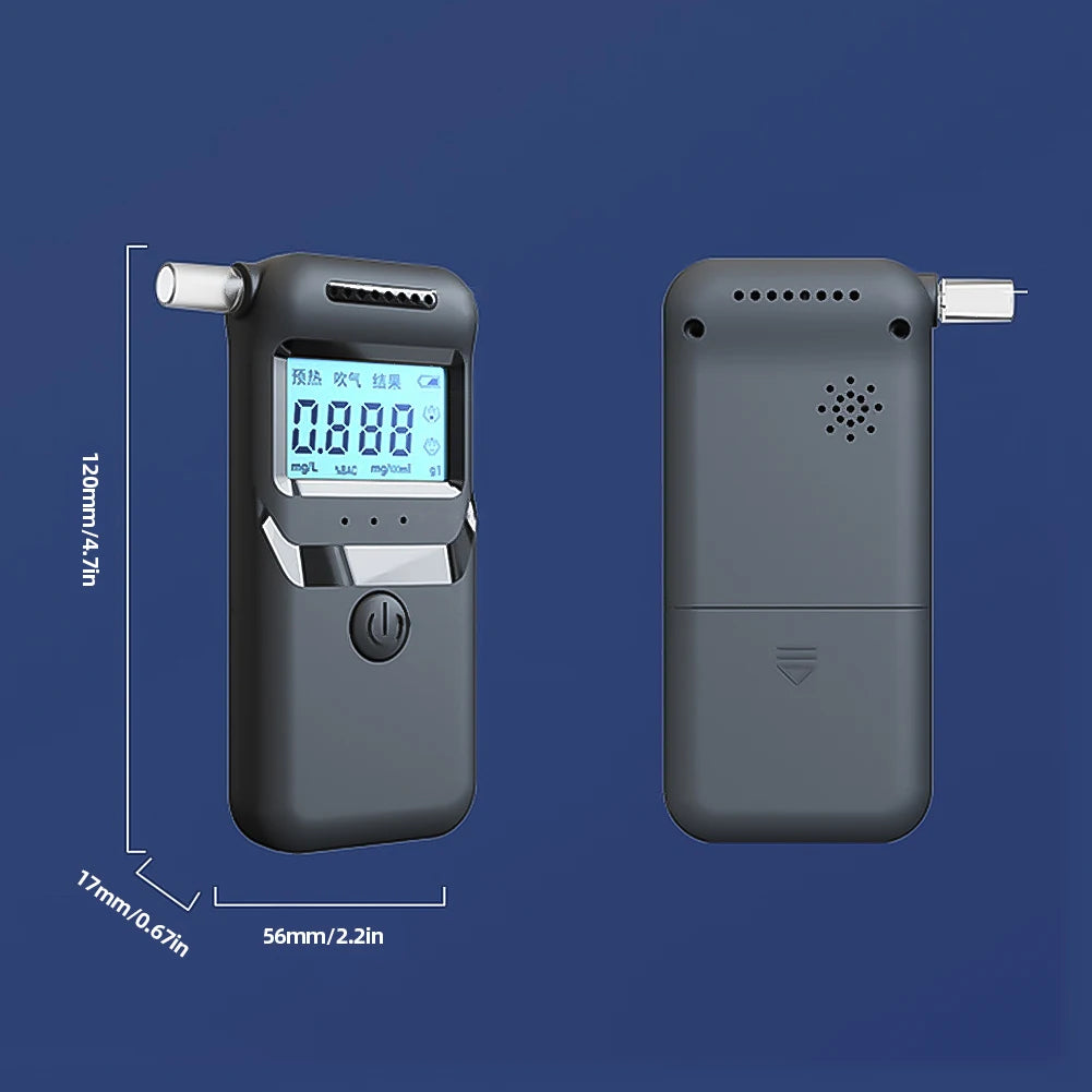 Digital Alcohol Breath Tester Accurate LCD Display Handheld Alcohol Analyzer with 5 Mouthpieces for Personal & Professional Use